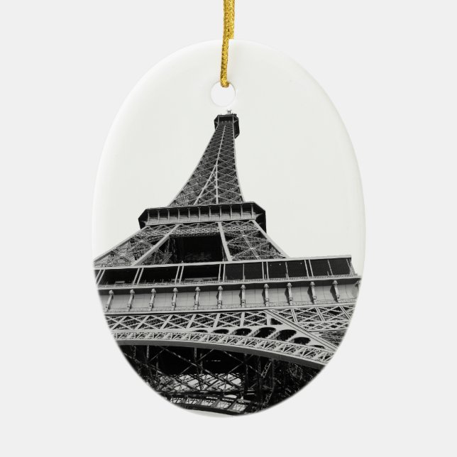 De Cerâmica Ornamento Torre Eiffel Preto e Branco (Frente)