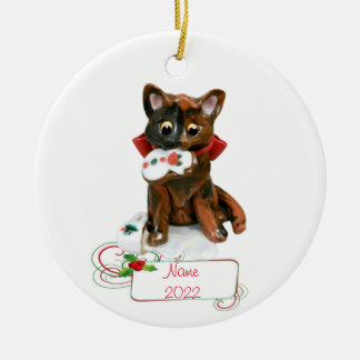 De Cerâmica Ornamento Tortie Cat TortoisesInferno