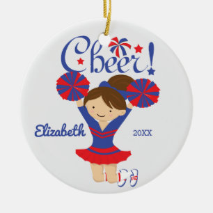 De Cerâmica Ornamento triguenho do cheerleader do elogio azul