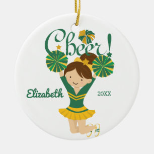 De Cerâmica Ornamento triguenho do cheerleader do elogio verde