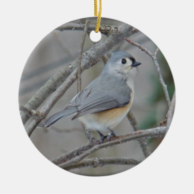 De Cerâmica Ornamento Tufted Titmouse (Baeolophus bicolor) (Frente)