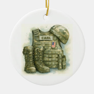 De Cerâmica Ornamento Uniforme Militar, Militar, Boots & Hat