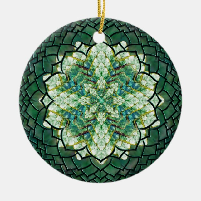De Cerâmica Ornamento verde abstrato da mandala da hera (Frente)