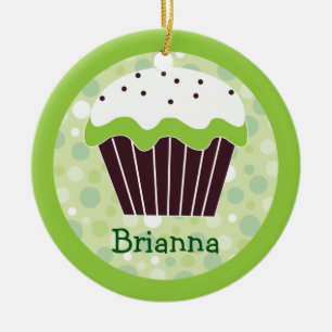 De Cerâmica Ornamento verde doce do cupcake