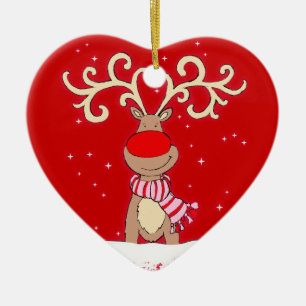 De Cerâmica Ornamento vermelho & cor-de-rosa da rena com o