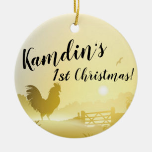 De Cerâmica Ornamento XMAS Personalizado Fazenda Sunny Morning