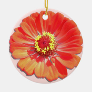 De Cerâmica Ornamento - Zinnia Vermelha