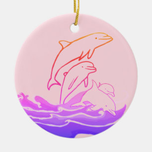 De Cerâmica Os golfinhos que saltam o ornamento do círculo da