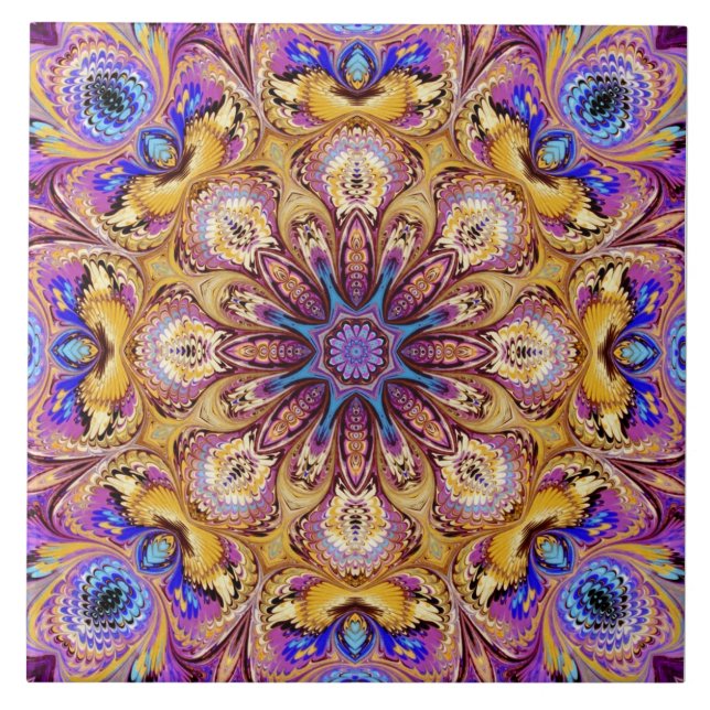 De Cerâmica Ouro do roxo do azulejo do caleidoscópio (Frente)