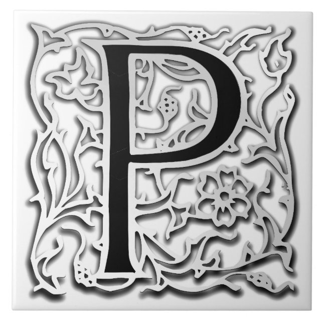 De Cerâmica P Monograma, Azulejo cerâmico "prata Besque" (Frente)