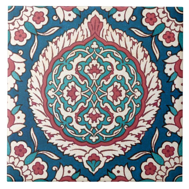 De Cerâmica Padrão Azulejo Azulejo Vermelho Azul (Frente)