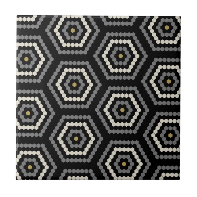 De Cerâmica Padrão do Azulejo Hexagon Penny Hex Preto (Frente)