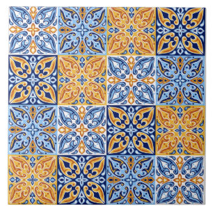 De Cerâmica Padrão do Azulejo Vermelho Branco Azul do Mediterr