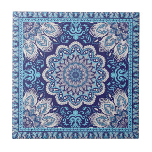 De Cerâmica Padrão Islâmico - Azulejo Cerâmico Azul Tones