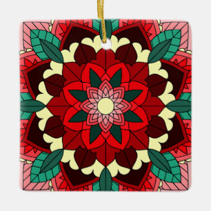 De Cerâmica Padrão Mandala 02 em ornamento cerâmico vermelho