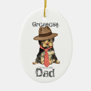 De Cerâmica Pai Yorkie ornamento cerâmico