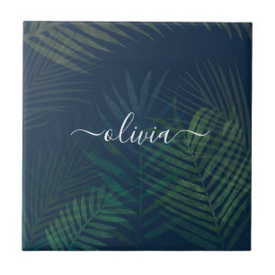 De Cerâmica Palma Verde Escura Deixa Azulejo Cerâmico - Tropic