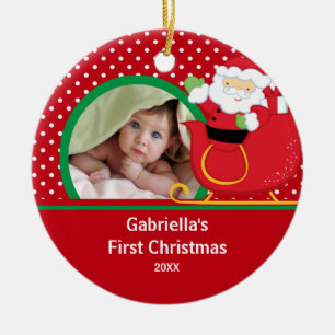 De Cerâmica Papai noel do ornamento da foto do Natal dos bebê