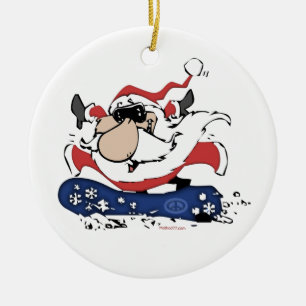 De Cerâmica Papai noel do Snowboard com ornamento conhecidos