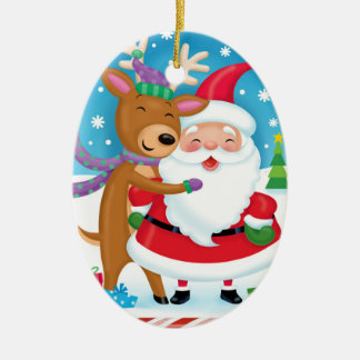 De Cerâmica Papai noel e ornamento da rena