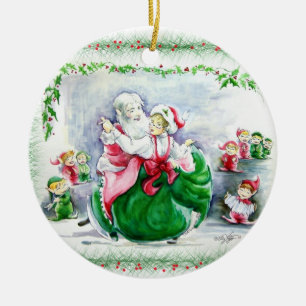 De Cerâmica Papai noel & Sra. Waltzing Claus Ornamento