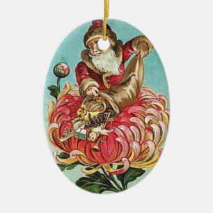 De Cerâmica Papais noeis Vintage em Ornamento Flor