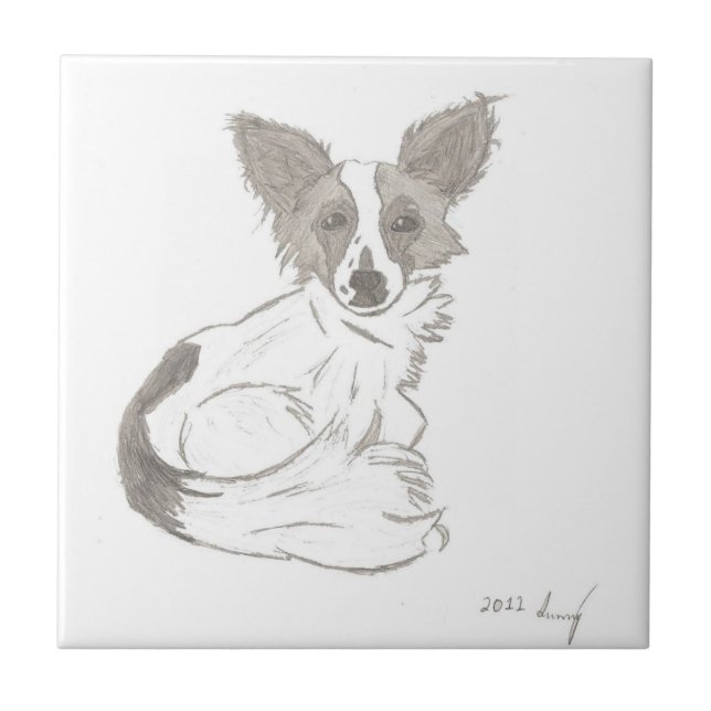 De Cerâmica Papillon Sketch Azulejo (Frente)