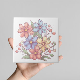 De Cerâmica Pastel Garden Blooms Azulejo cerâmico