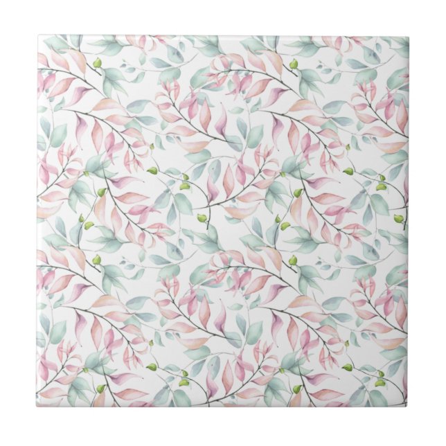 De Cerâmica Pastel Mauve e Sage Dancing deixam Azulejo cerâmic (Frente)