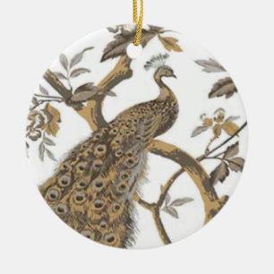 De Cerâmica Pavão Elegante Em Ornamento Branco