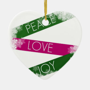 De Cerâmica Paz do Natal, amor, ornamento do coração da