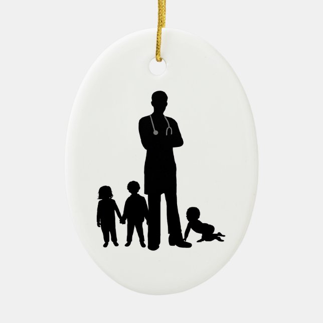 De Cerâmica Pediatra Masculino Silhouette com Ornamento Infant (Frente)