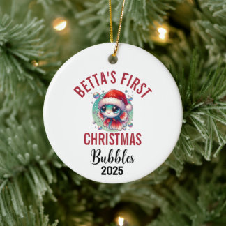 De Cerâmica Peixe Betta Primeiro Natal 2025 Ornamento Cerâmico