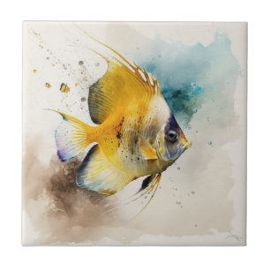 De Cerâmica Peixe borboleta, Aquarela, Azulejo cerâmico
