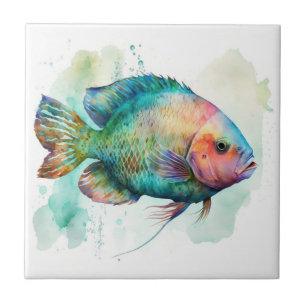 De Cerâmica Peixe Papagaio, Aquarela, Azulejo