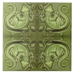 De Cerâmica Pequeno Azulejo Lizard Vintage