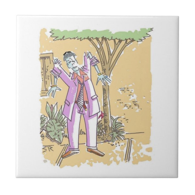 De Cerâmica Pequeno azulejo Zombie (Frente)