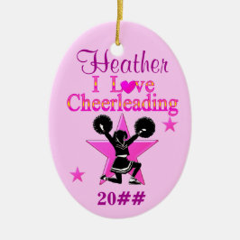 DE CERÂMICA PERSONALIZAR E DATAR EU AMO O ORNAMENTO CHEERLEADI