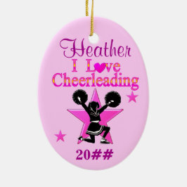 DE CERÂMICA PERSONALIZAR E DATAR EU AMO O ORNAMENTO CHEERLEADI