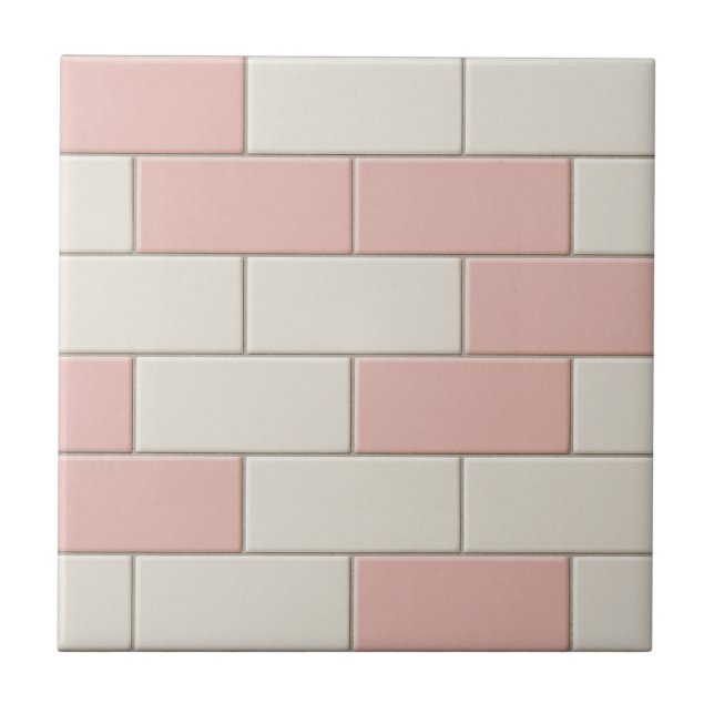 De Cerâmica Pink White Subway Azulejo Patterno Backsplash (Frente)