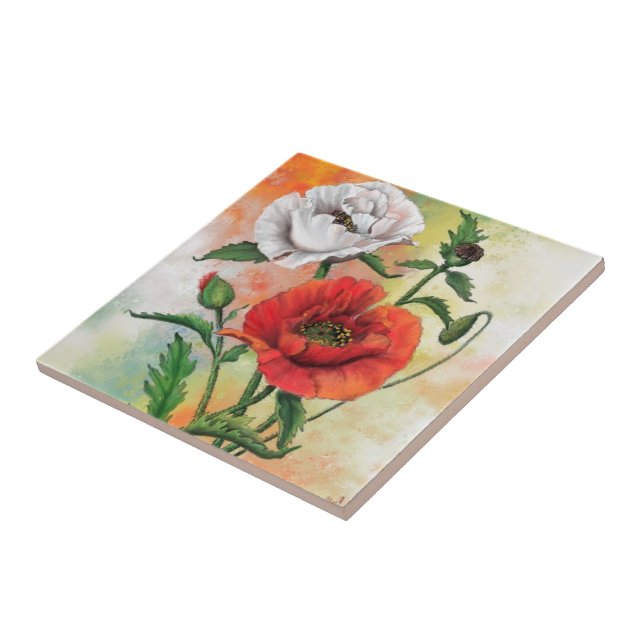 De Cerâmica Poppies Azulejo cerâmico (Lateral)