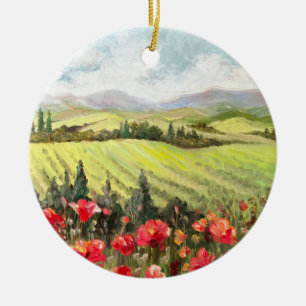 De Cerâmica Poppies na Toscana Ornamento Cênico