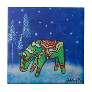 De Cerâmica Porta copos Azulejo Dala Horse III