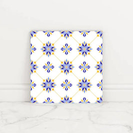De Cerâmica Portuguese Blue and Gold Azulejo Ceramic