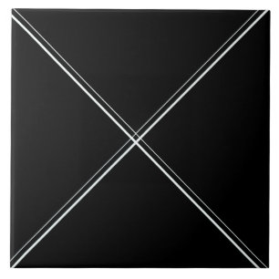 De Cerâmica Preto com linhas diagonais brancas azulejo 6x6