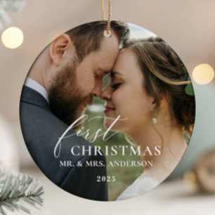 De Cerâmica Primeiro Natal Casados Ornamento Sr e Sra