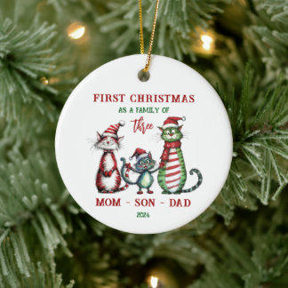 De Cerâmica Primeiro Natal Como Ornamento Familiar