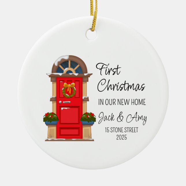 De Cerâmica Primeiro Natal No Nosso Novo Ornamento Doméstico (Frente)