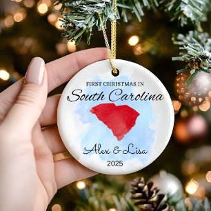 De Cerâmica Primeiro Natal no Ornamento Estadual da Carolina d