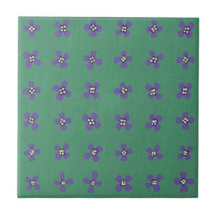 De Cerâmica Púrpura Brassica Flower Pattern on Azulejo Trivet